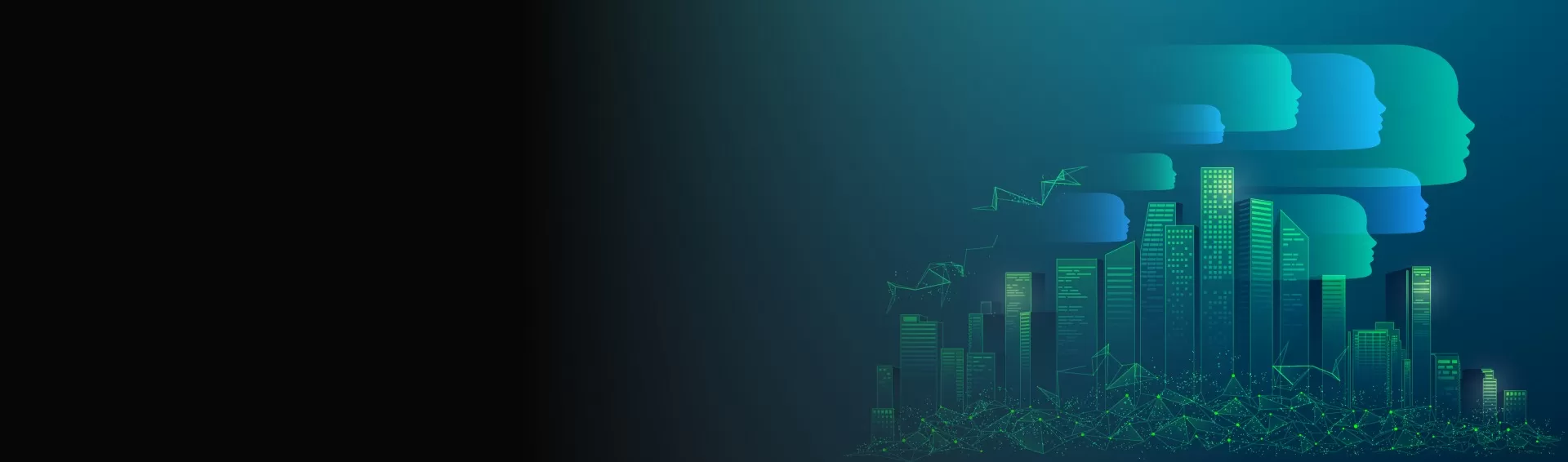 Abstract illustration of a city skyline representing Recruit Today's global recruitment network